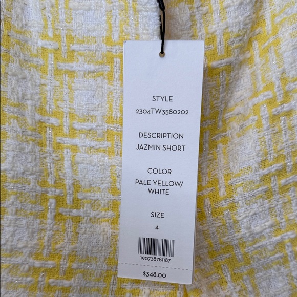 NWT Veronica Beard High Waist Yellow and White Tweed Shorts Jazmin Short Size 4 - Picture 4 of 6